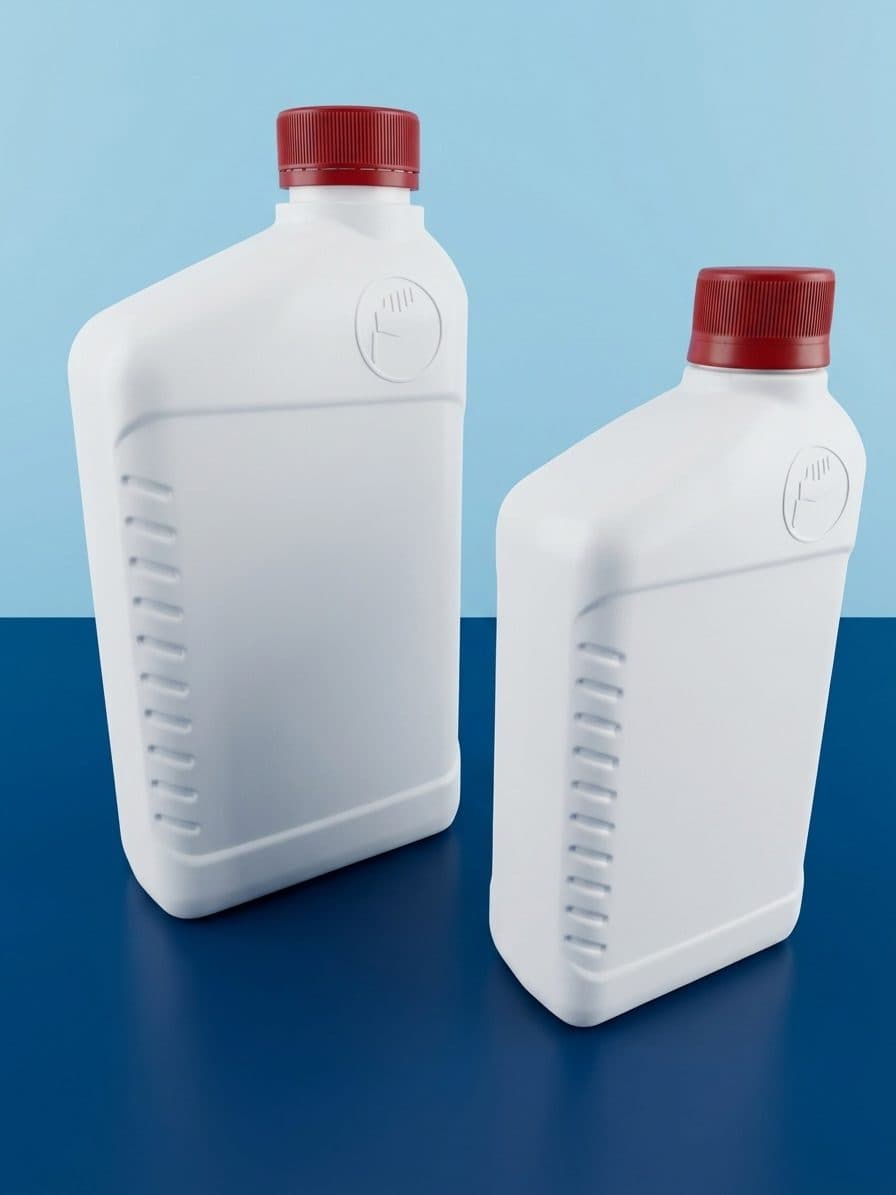 Dos botellas plásticas planas con el logo del cliente en relieve